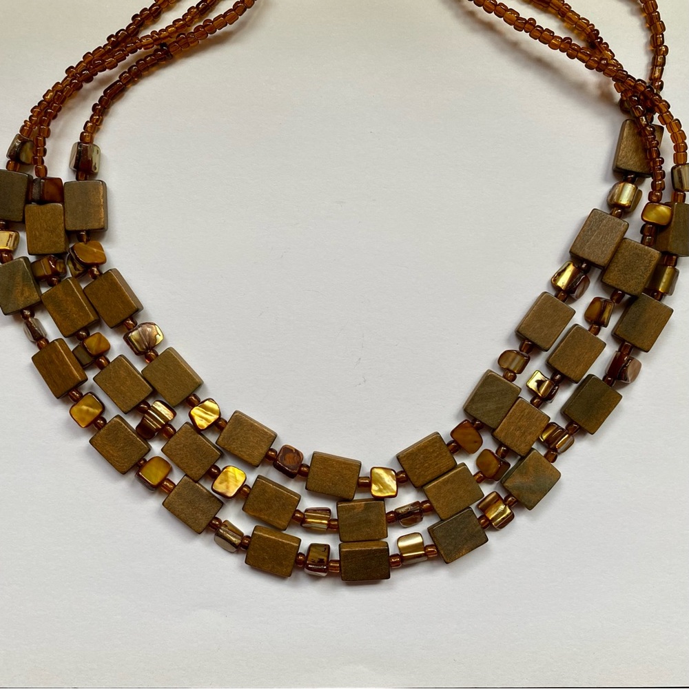 Brown beaded layered necklace